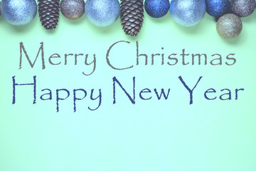 Fototapeta na wymiar Fondo navideño decorativo, con texto, Feliz Navidad y Feliz Año Nuevo