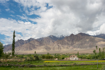 Fototapeta na wymiar Ladakh, India - Jul 06 2019 - Beautiful scenic view from Stakna Village in Ladakh, Jammu and Kashmir, India.