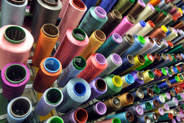 Textile industry with knitting machines in factory - italian - made in Italy