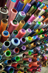 Textile industry with knitting machines in factory - italian - made in Italy