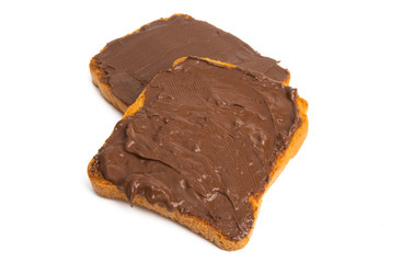 bread with chocolate cream isolated
