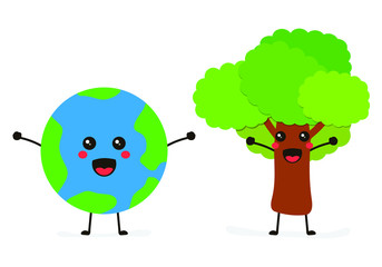 planet earth and tree celebrating concept eps 8 vector illustration