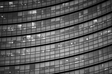 Fototapeta premium Corporate office building in Milan - detail in black and white tones.