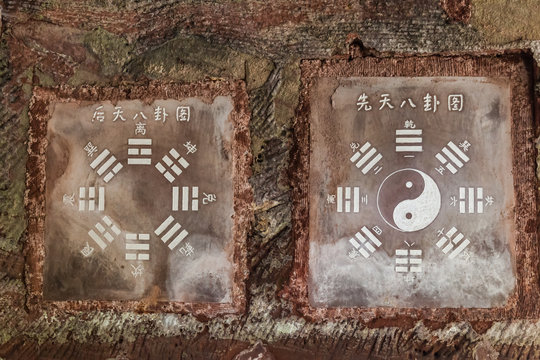 Bagua symbols on stone