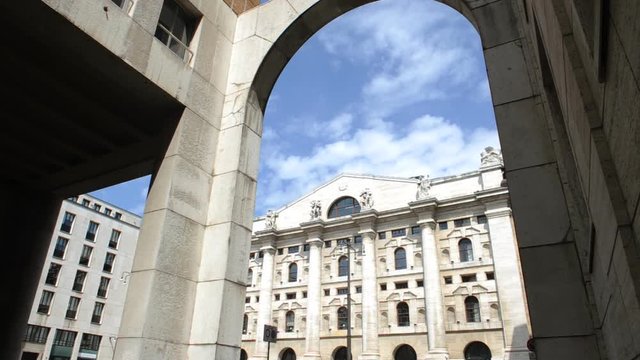 Italy , Milan - Piazza Affari ( borsa italiana ) headquarter of buissines money exchange