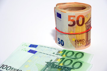 Euro money banknote - economy crisis and bank