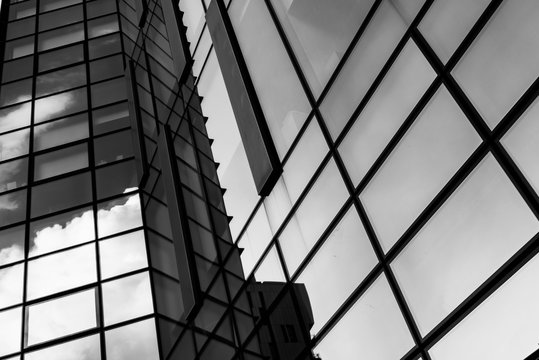 Corporate office building in Milan - detail in black and white tones.