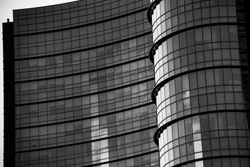 Corporate office building in Milan - detail in black and white tones.
