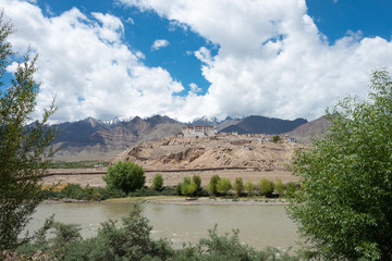 Fototapeta na wymiar Ladakh, India - Jul 06 2019 - Indus River view from Stakna Village in Ladakh, Jammu and Kashmir, India.