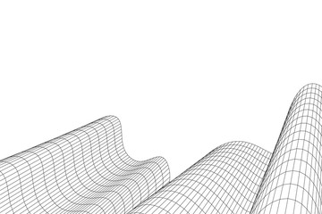 Architecture building construction. Linear 3d illustration. Concept sketch