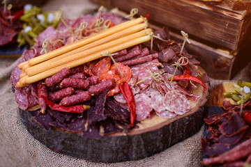 Delicacies and snacks on a buffet or banquet. Catering.