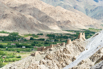 Ladakh, India - Aug 04 2019 - Beautiful scenic view from Between Leh and Chang La Pass (5360m) in Ladakh, Jammu and Kashmir, India.
