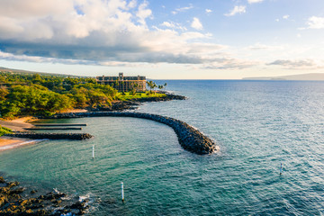 Aerial view of beautiful sunset in Wailea, Maui, Hawai, United States