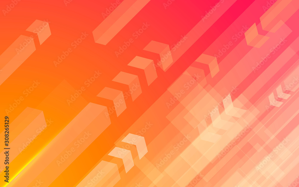 Wall mural abstract modern background gradient color. orange and pink gradient with arrow decoration.