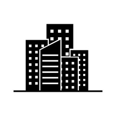 Building icon, logo isolated on white background. Skyscraper, office center, high-rise buildings