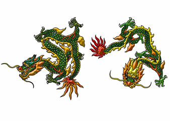 asian dragon 3d pattern with gold