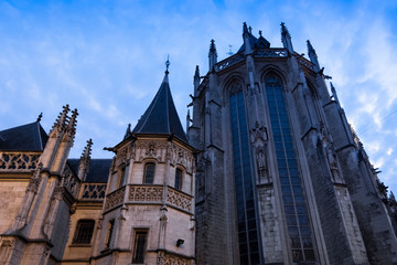 Fototapeta na wymiar Church of Our Blessed Lady of Sablon in Brussels. Side view