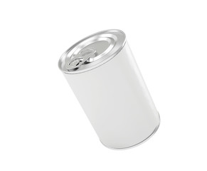 Template tin on a white background at an angle, canned food, template for design and advertising, packaging for canning. 3d illustration.