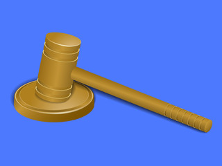 Judge 's wooden hammer.