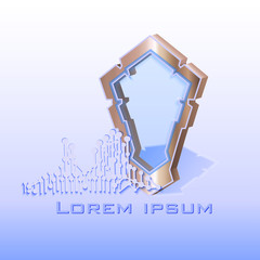 Plasma shield. Illustration can be used in the  brochures, postcards, tickets, advertisements, banners, lables, emblems. Fantasy. Future technologies. Brand. Sign and symbols.