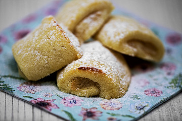 .biscuits on floral paper napkin