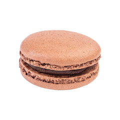 Single Macaroon Cookie. Detailed Close Up Studio Shoo Isolated on White Background