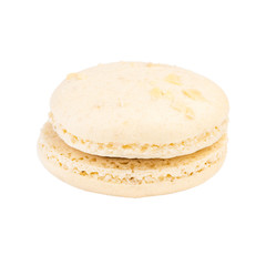 Single Macaroon Cookie. Detailed Close Up Studio Shoo Isolated on White Background