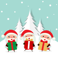 Santa Claus. Christmas background. Christmas Greeting Card. Vector illustration.