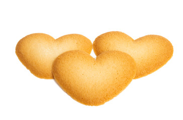 butter cookies hearts isolated