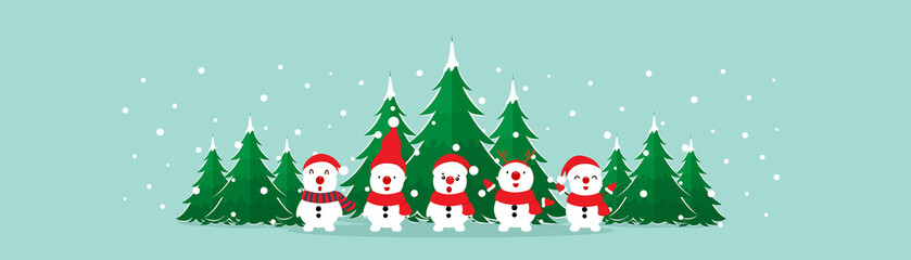 Snow man. Christmas background. Christmas Greeting Card. Vector illustration.