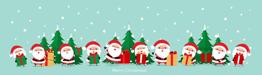 Santa Claus. Christmas background. Christmas Greeting Card. Vector illustration.