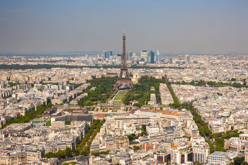 Paris cityscape, Champ de Mars leading to Eiffel Tower, France