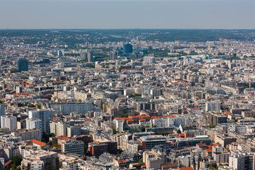 Paris cityscape, south-west suburbs towards Seine River, France
