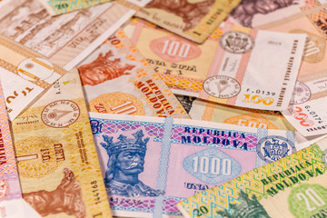 Fototapeta na wymiar Moldovan leu. MDL banknotes