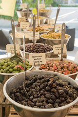 Various kinds of Olives at a French Market