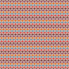 Retro colors seamless pattern with battlement curved lines. Repeated geometric figures wallpaper. Modern surface.