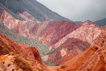 Fototapeta na wymiar Colorful mountain range in Purmamarca, Jujuy, Argentina