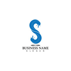 S letter water splash logo design template