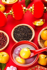 Chinese Lantern Festival food，Chinese translation on Jin Yuanbao:Felicitous wish of making money
