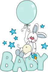 Baby boy illustration with cute bunny
