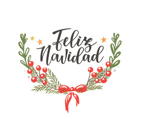 Vintage vector illustration of Christmas wreath