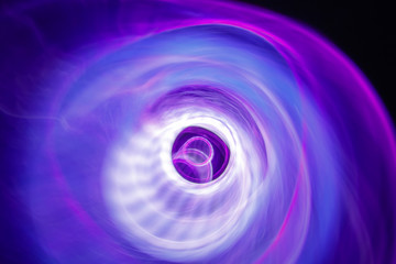 Sound waves in the dark in violet color