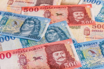 Fototapeta na wymiar Hungarian forint. HUF banknotes