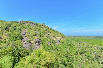 Nature Landscape of Lush Green Mountains in Pranburi District, Thailand