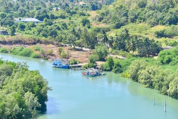 Fototapeta na wymiar Local Fishing Boats on Pranburi River