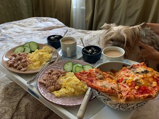 homemade lunch in bed