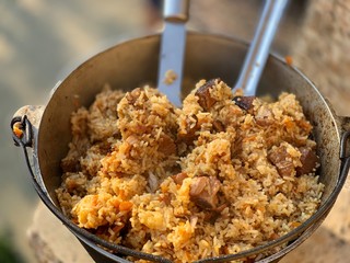 homemade pilaf with lamb