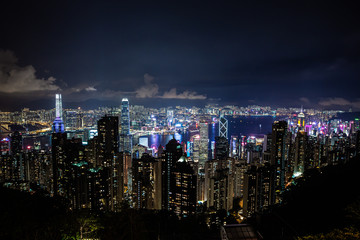 Fototapeta premium Hongkong lights and cityscape by night 