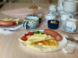 homemade breakfast in the kitchen
