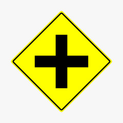 Fototapeta premium Warning sign for intersections ahead Please be careful